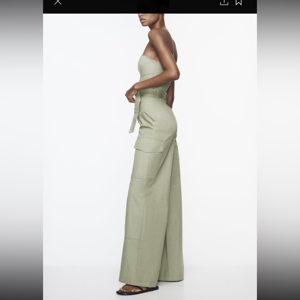 Zara Wide Leg Technical Fabric Jumpsuit size medium